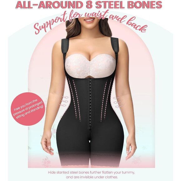 Women's Black-Upgrade Body Shaper Postpartum Compression Tummy Control Shapewear - Picture 3 of 6